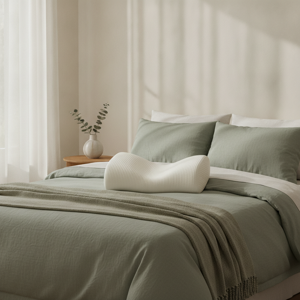 Oreiller ergonomique dans une chambre lumineuse